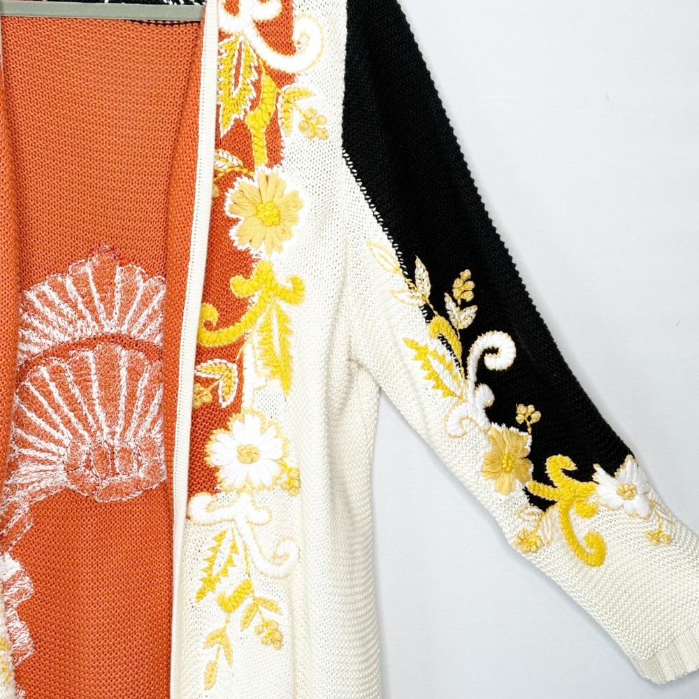 Soft Surroundings Womens Size 1X Floral Embroidered Cotton Cardigan Sweater - Picture 6 of 11